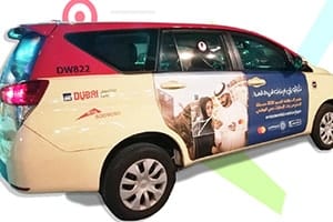 Red Airport Taxi Advertising Covering Dubai Airport & City