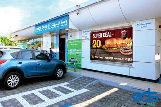 ADNOC Petrol Station LED Screens Advertising in Dubai, UAE